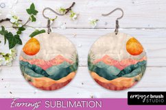 Boho Landscape Round Earring Sublimation, Minimalist Earring Product Image 1