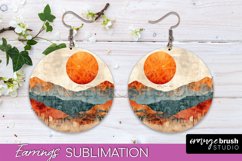 Boho Landscape Round Earring Sublimation, Minimalist Earring Product Image 1