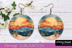 Boho Landscape Round Earring Sublimation, Minimalist Earring Product Image 1