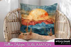Boho Pillow Cover - Minimalist Landscape Pillow Sublimation Product Image 1