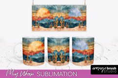 Boho Mug Wrap - Minimalist Landscape Mug Sublimation Design Product Image 1