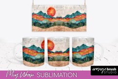 Boho Mug Wrap - Minimalist Landscape Mug Sublimation Design Product Image 1