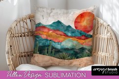 Boho Pillow Cover - Minimalist Landscape Pillow Sublimation Product Image 1