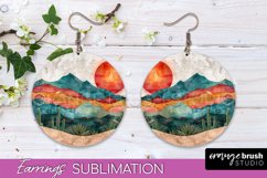 Boho Landscape Round Earring Sublimation, Minimalist Earring Product Image 1