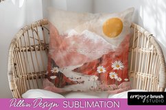 Boho Pillow Cover - Minimalist Landscape Pillow Sublimation Product Image 1