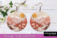 Boho Landscape Round Earring Sublimation, Minimalist Earring Product Image 1