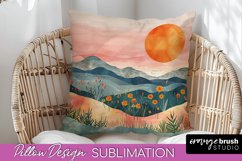 Boho Pillow Cover - Minimalist Landscape Pillow Sublimation Product Image 1