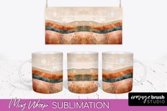 Boho Mug Wrap - Minimalist Landscape Mug Sublimation Design Product Image 1