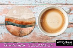 Boho Round Coaster Sublimation, Minimalist Landscape Design Product Image 1