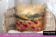 Boho Pillow Cover - Minimalist Landscape Pillow Sublimation Product Image 1