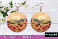 Boho Landscape Round Earring Sublimation, Minimalist Earring Product Image 1