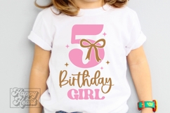 5th Birthday Girl SVG - Five Bow Birthday Girl PNG Product Image 2