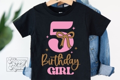5th Birthday Girl SVG - Five Bow Birthday Girl PNG Product Image 3
