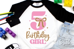 5th Birthday Girl SVG - Five Bow Birthday Girl PNG Product Image 4