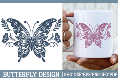 Butterfly Silhouette SVG Cut File. Flower Butterfly PNG. Product Image 1