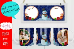 Christmas photo mug wrap for custom gifts, snowman mug png Product Image 1