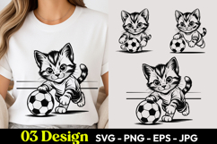 Soccer Kitten Cartoon SVG PNG Product Image 1