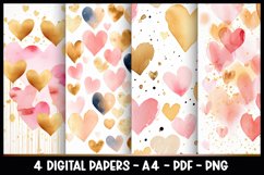 4 Digital Papers Hearts I Valentine's Day Papers Product Image 1