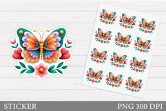 Butterfly Sticker Design. Butterfly Flowers Sticker Product Image 1