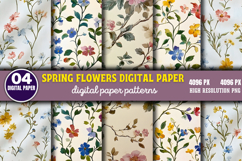 Spring Flowers Digital Paper Bundle PNG Product Image 6