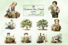 Watercolor Olive Harvesting Time Clipart Bundle Product Image 6