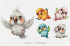 15 Bundle Watercolor Parrot Bird Macaw Parakeet Cockatoo Fly Product Image 5