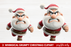 2 Whimsical Grumpy Christmas Clipart | Funny Grumpy Holiday Product Image 1