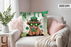 Funny Highland Cow Pillow PNG Sublimation Design Product Image 1