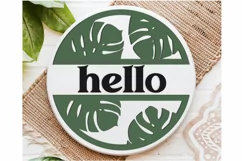 Tropical door sign SVG cut file | Hello Welcome door hanger Product Image 2