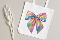 Metallic Shimmer Rainbow Coquette Bow Clipart with Shimmer Product Image 4