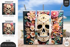 3D White Skull Tumbler Wrap | 3D Sublimation Wrap Design Product Image 1