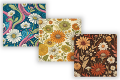 Retro Daisy Y2K Digital Paper Pack, Seamless 70s Floral Product Image 5