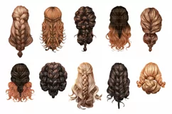 60 unique Hair clipart PNG digital download Product Image 7