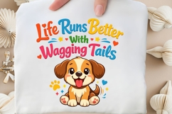 Life Runs Better With Wagging Tails Cute Puppy Shirt Design Product Image 5