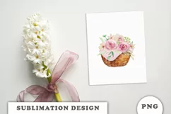 Watercolor Spring basket with flowers png Product Image 5