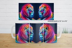 3D Neon Lion Mug Wrap | Mug sublimation design Product Image 7