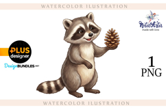 Christmas Raccoon Watercolor Illustration Product Image 1