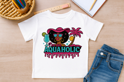 I’m an Aquaholic Glitter Afro Girl Tropical PNG Sublimation Product Image 2