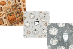 Vintage Pumpkin Coffee Shop Digital Paper, Seamless Pattern Product Image 5