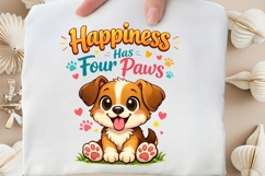 Happiness Has Four Paws Cute Puppy Shirt Design Product Image 5