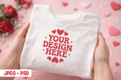 Valentine Hand Held T Shirt PSD JPEG Mockup Product Image 1