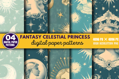 Fantasy Celestial Princess Digital Paper Bundle PNG Product Image 6