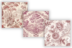 Pink French Toile De Jouy Seamless Pattern Bundle, Vintage Product Image 5
