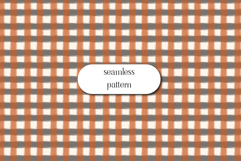 Orange Gray Gingham Seamless Pattern, Rustic Plaid Print Product Image 1