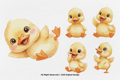 15 Bundle Watercolor Cute Baby Duck Cute Animal Farm Yellow Product Image 5