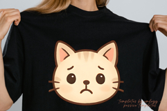 Cute Cat with 4 Emotions Kawaii Cat Faces Clipart Set PNG Product Image 3
