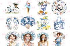Blue Chinoiserie Summer Clipart - 53 Summer Png Bundle Product Image 2