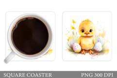 Cute Chick Coaster Design. Spring Square Coaster Product Image 1