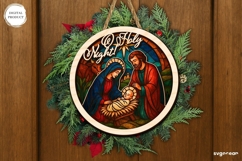 Nativity Scene Stained Glass Door Sign Laser Cut | SVG Product Image 1