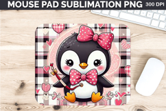 Watercolor Penguin Mouse Pad Sublimation - Valentines PNG Product Image 1